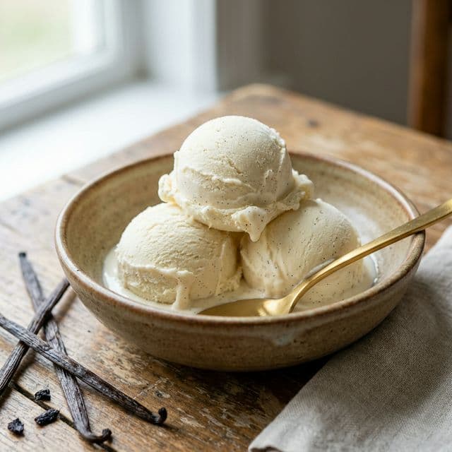 Glace Vanille Bourbon Maison avec grains de vanille